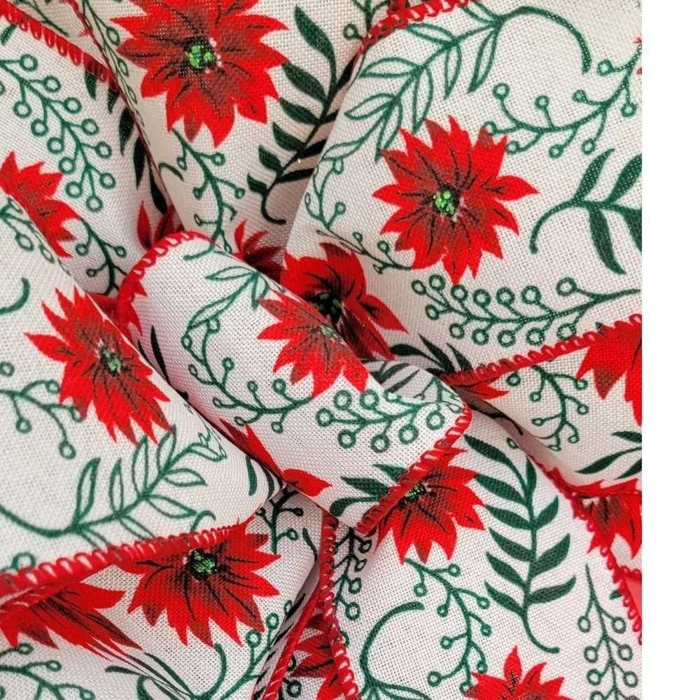 Poinsettia Red Christmas Wreath Pancake Frame Floral festive holiday decor